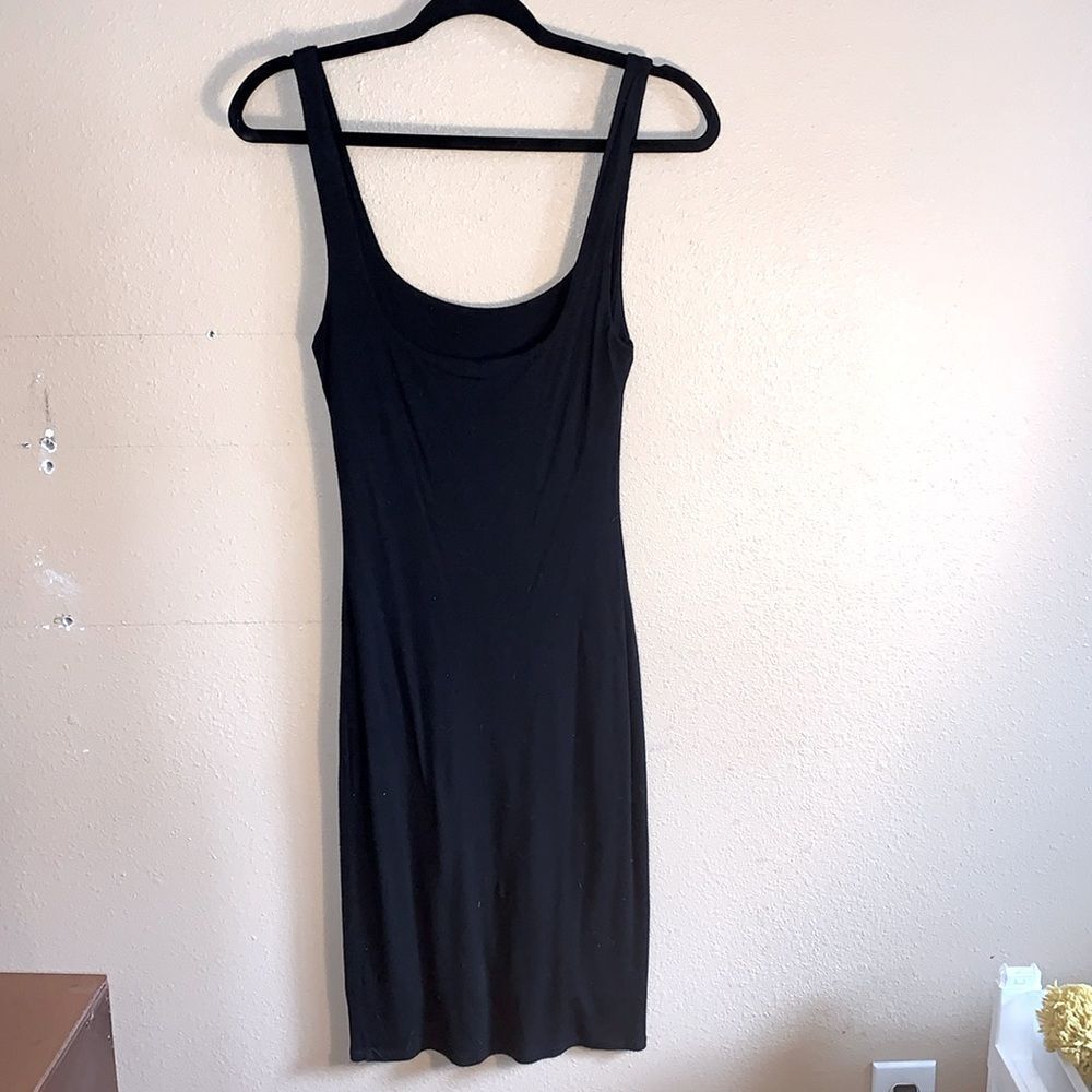 Black Bodycon Midi Dress Soft Stretchy Staple Small